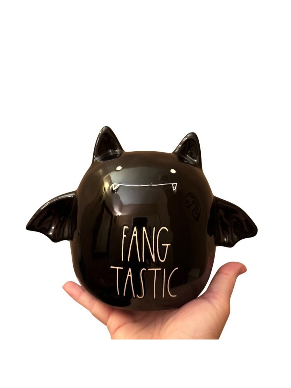 Rae Dunn Halloween Fang Tastic Black Bat Ceramic Decor